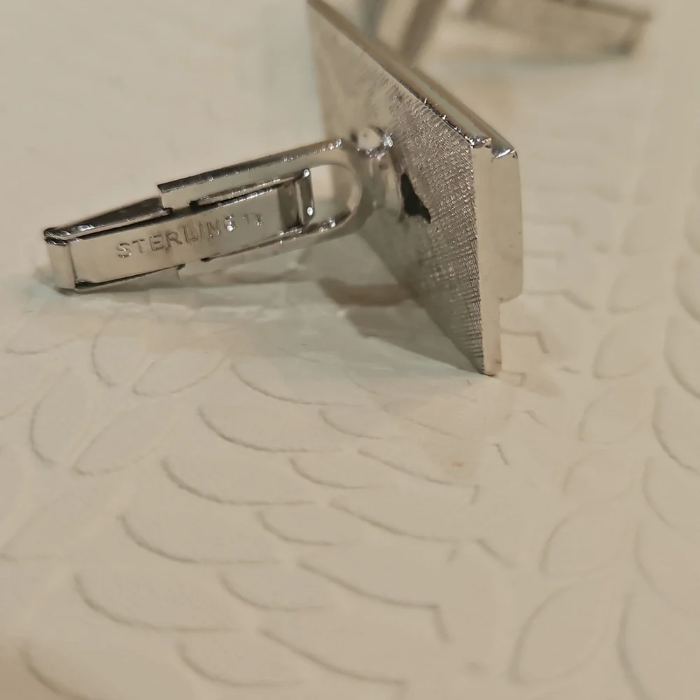STERLING SILVER BLACK ONYX HORIZONTAL‎ CUFFLINKS